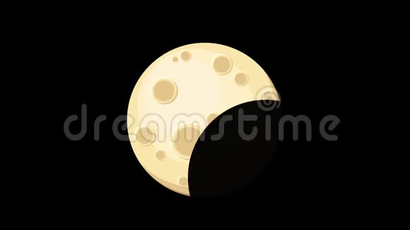 月亮相的无缝卡通动画地球阴影穿越月球月食或月相视频的预览图