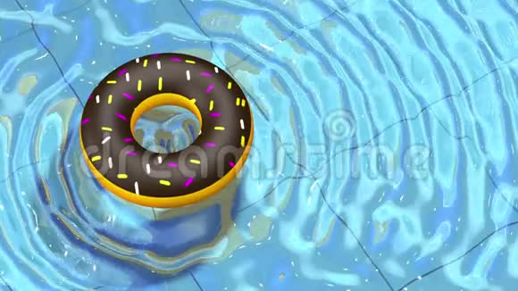 动画甜甜圈漂浮在游泳池里视频的预览图