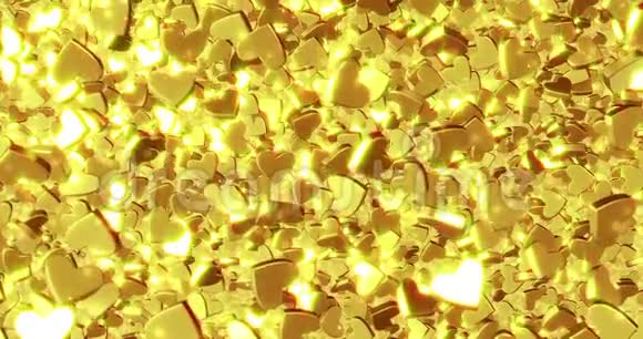 美丽的金色心脏背景3D绘制视频的预览图