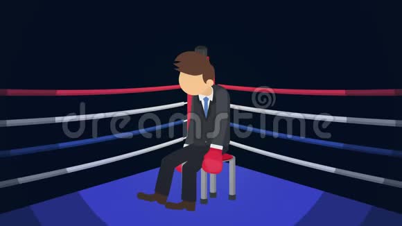 商业机会和成功理念在拳击场里打架商人赢得了比赛感到欣慰和幸福循环动画视频的预览图