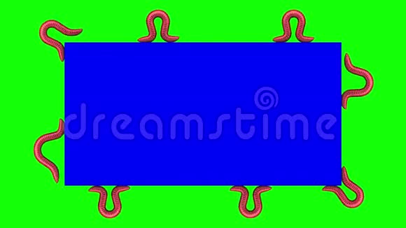 蓝色矩形上的蠕虫循环3D动画视频的预览图