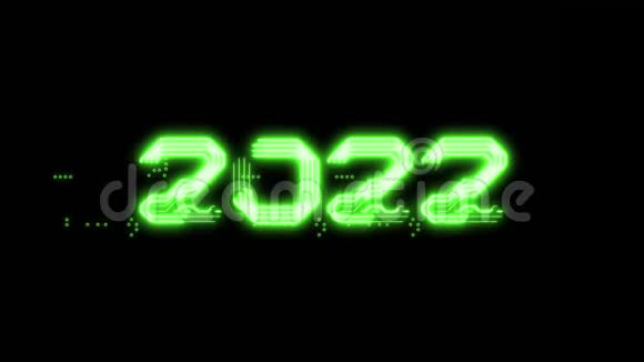 2022年绿色发光文字动画作为电路板样式视频的预览图