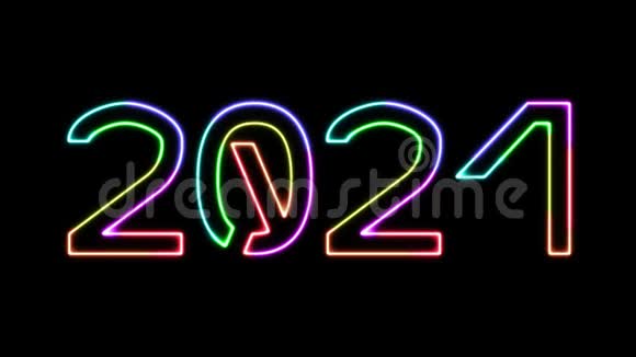 2021年七种发光颜色霓虹灯文字移动灯光透明背景视频的预览图