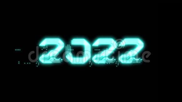 2022年蓝色发光文字动画作为电路板样式视频的预览图