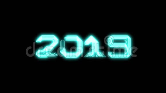 2019年蓝色发光文字动画作为电路板样式视频的预览图