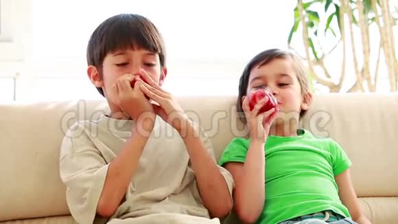 和平的兄弟姐妹吃红苹果视频的预览图
