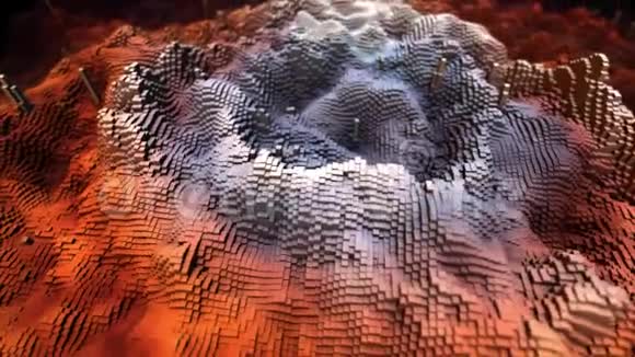 奇妙的三维几何背景由五颜六色的立方体波组成在空间中平稳地移动和漂浮视频的预览图