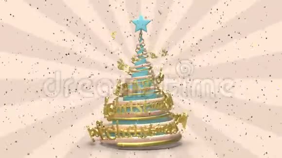 圣诞快乐新年快乐循环圣诞背景带有字母的螺旋圣诞树视频的预览图