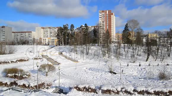 莫斯科俄罗斯泽勒诺格勒行政区冬季概况视频的预览图