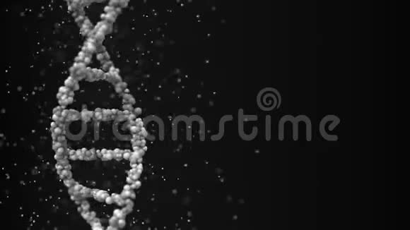 旋转DNA分子模型和粒子可循环三维动画视频的预览图