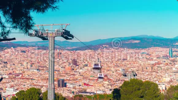 巴塞罗那市阳光蒙朱公园全景4k时间流逝西班牙视频的预览图