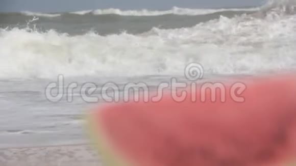 沙滩上的夏日海西瓜视频的预览图