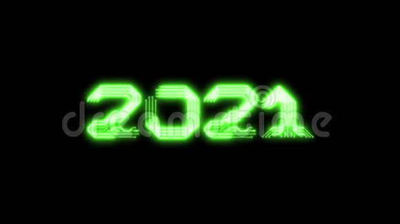 2021年绿色发光文字动画作为电路板样式视频的预览图