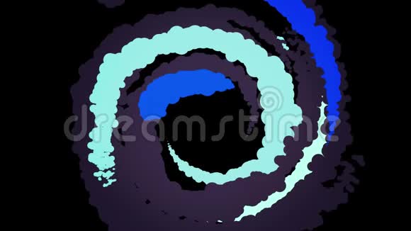 黑色背景上几条旋转宽泡泡条纹的无极旋转螺旋无缝环动画视频的预览图