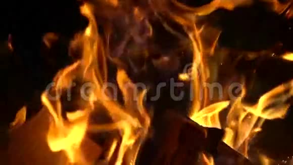 黑暗中篝火的超级慢镜头视频的预览图