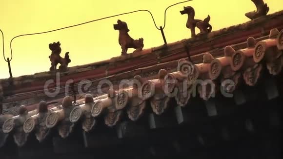 屋顶屋檐上的雕塑中国古代建筑中国石头纪念拱视频的预览图