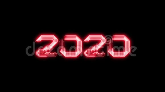 红色发光文字2020动画作为电路板样式视频的预览图