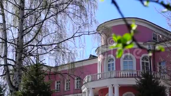 粉白色的公共宫殿倾斜而下视频的预览图