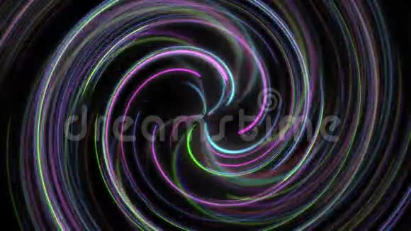 令人惊叹的抽象彩色螺旋背景霓虹灯CGI视频的预览图