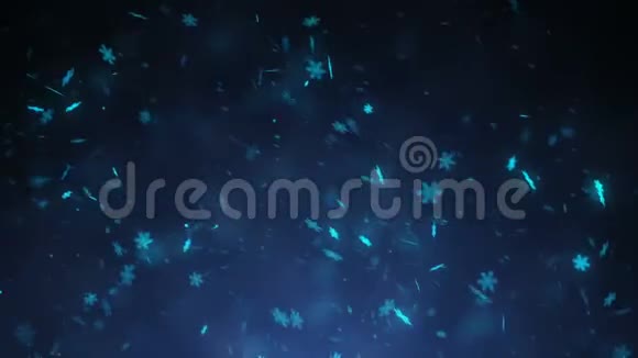 带有雪花的节日魔法抽象蓝波克背景视频的预览图