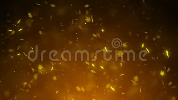 带有雪花的节日神奇的抽象金色背景视频的预览图