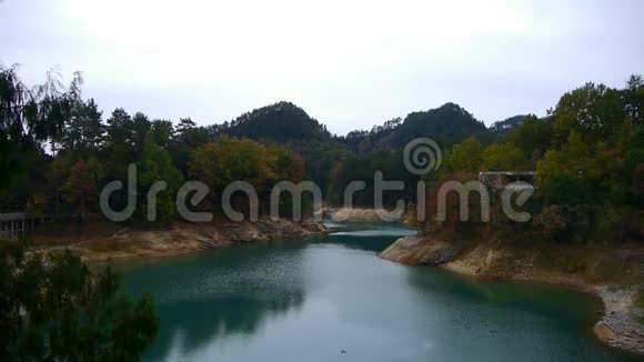 江苏省千岛湖岛上森林与深绿色湖泊视频的预览图