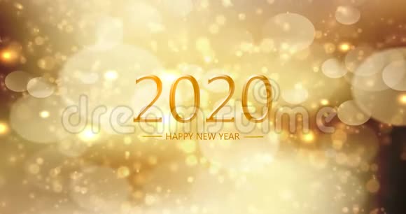 新年快乐2020年黄金背景弹出节日贺卡视频的预览图