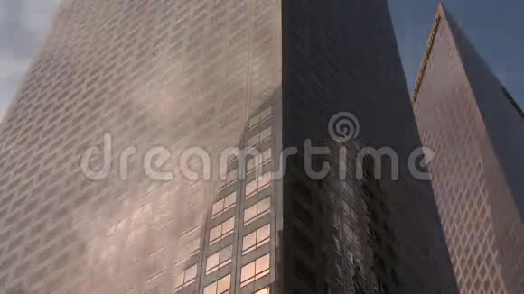 时间流逝的云移过市中心大厦摩天大楼洛杉矶视频的预览图