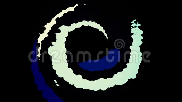 抽象螺旋背景与蓝色和灰色气泡旋转隔离在黑色背景无缝环动画视频的预览图