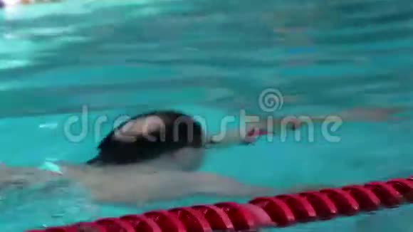 男子游泳训练在游泳池视频的预览图