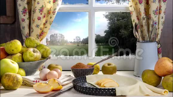 苹果派苹果鸡蛋面团的配料视频的预览图