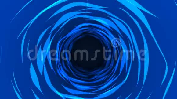 摘要蓝色空间隧道2d动画在空间循环运动中旅行暗底水循环视频的预览图