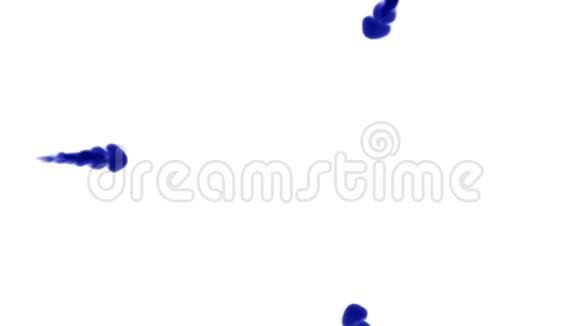 白色背景上的蓝色墨水三维渲染与卢马哑光圆形油墨注射结构3视频的预览图