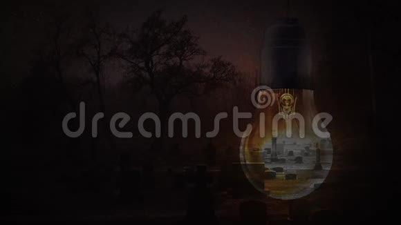 闪灯灯泡老墓地4K循环视频的预览图