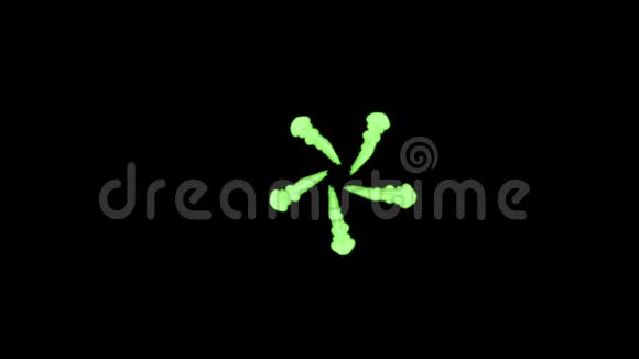 黑色背景上的绿色荧光墨水三维渲染与卢马哑光圆形注墨结构9视频的预览图