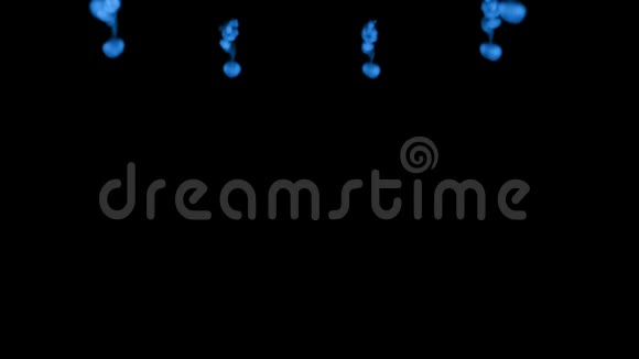 黑色背景上的蓝色荧光墨水三维渲染与卢马哑光圆形注墨结构4视频的预览图