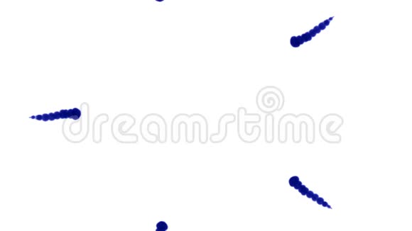 白色背景上的蓝色墨水三维渲染与卢马哑光圆形注墨结构4视频的预览图