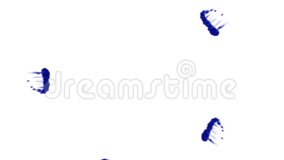 白色背景上的蓝色墨水三维渲染与卢马哑光圆形注墨结构6视频的预览图