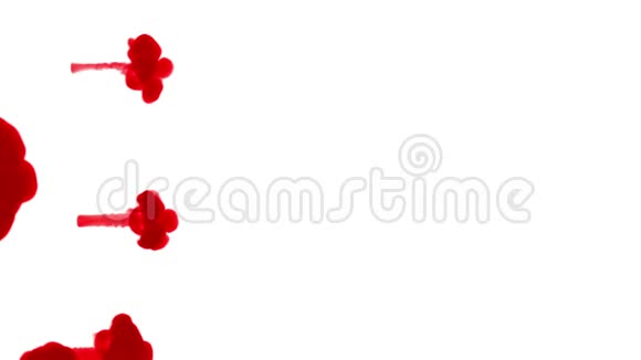 白色背景上的红色墨水3D渲染与卢马哑光许多墨水注射4视频的预览图