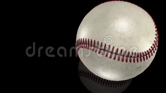 3D动画白色棒球球在镜面上运动视频的预览图