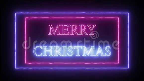 动画闪烁霓虹灯标志圣诞快乐视频的预览图
