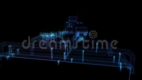 工业设备线框数字技术x射线可视化三维绘制无缝动画视频的预览图
