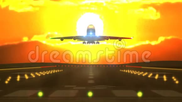 飞机降落在日落前视频的预览图