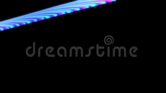 抽象3D彩虹形状优雅的线条在黑色背景上快速移动无缝循环动画蓝色和粉红色视频的预览图