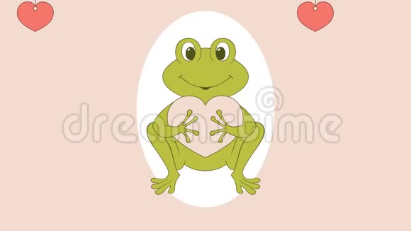 青蛙抱着一颗心眨着眼睛视频的预览图