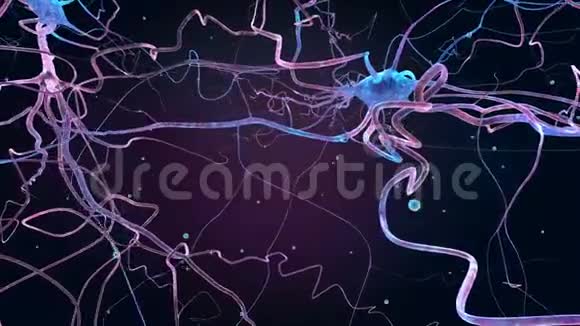 带神经元的深蓝色空间三维动画视频的预览图
