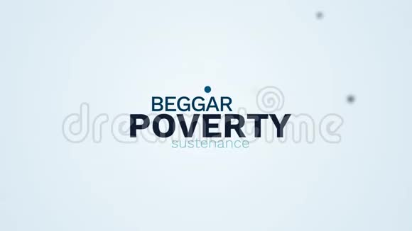 贫困乞丐生计贫困问题饥饿生活人们慈善事业受苦责任动画文字云视频的预览图