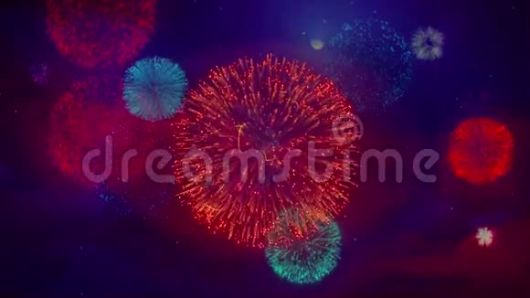 65岁生日快乐彩色烟花上的文字火花粒子视频的预览图