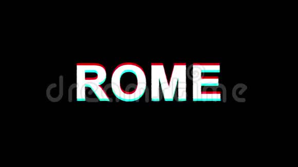 罗马故障效应文本数字电视失真4K循环动画视频的预览图