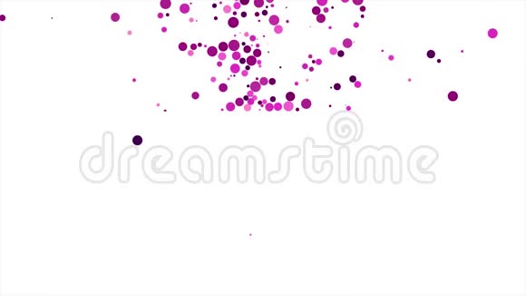 许多粉红色和紫色的小球落下来聚集在白色的长方形周围动画美丽的圆形视频的预览图